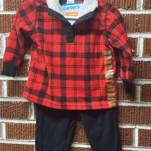 Carter's Red and Black Plaid Fleece Set